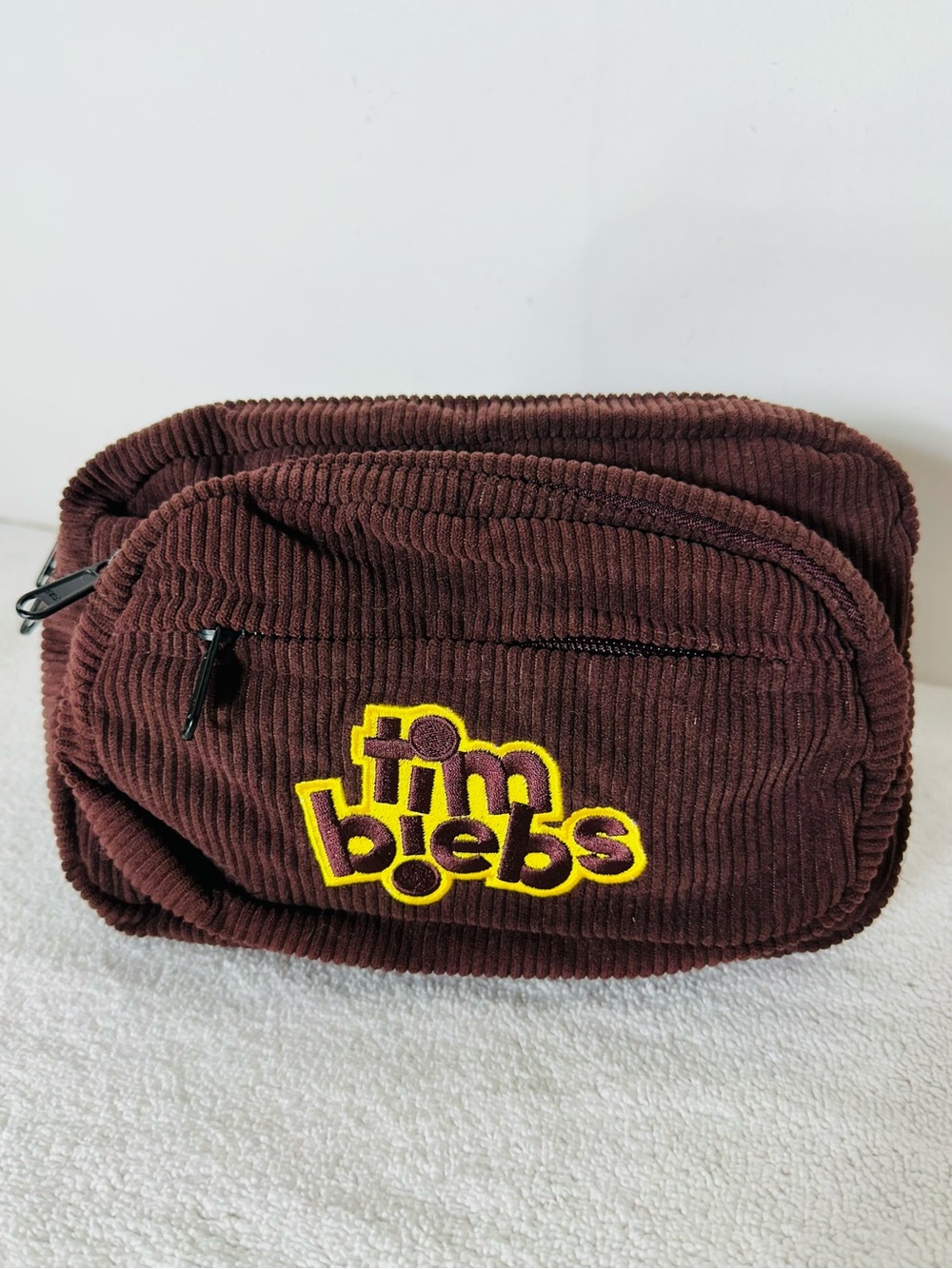 Tim Hortons X Justin Bieber Tim Biebs Brown Corduroy Fanny Pack Belt Bag Bum Bag